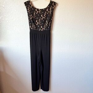 MSK black lace with nude lining sleeveless jumpsuit